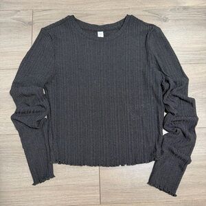 Only Black Ribbed Long Sleeve Crop Top